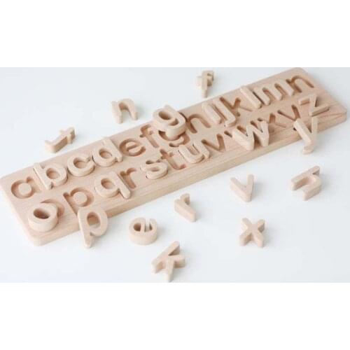 Montessori Tracing Board Wood Double Sided Uppercase & Lowercase Letters Fine Motor Skills Educational Toy Food Grade Silicone