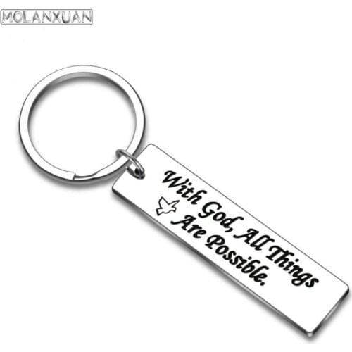 Christian Faith Gift Keychain for Friends Birthday Graduation Gift with All Things are Possible Godmother Religious Baptism Gift