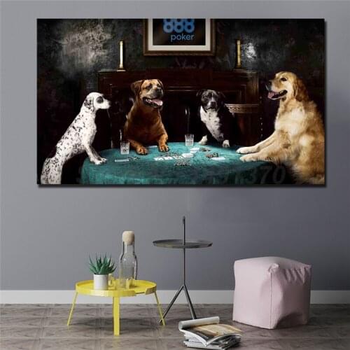 Dogs Playing Poker Description Canvas Painting Baby Nursery Wall Art Poster Print Decoration Picture Boy Children Bedroom Decor