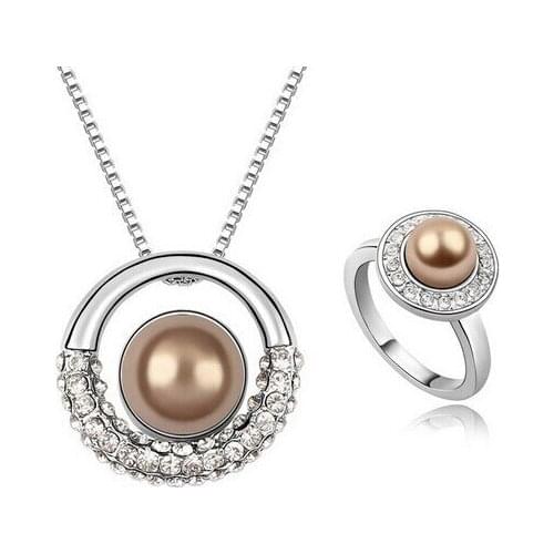 JS S041 Pearl Jewelry Sets For Kids High Quality Necklace And Ring Set Nickel Free Perlas Jewelry Kits