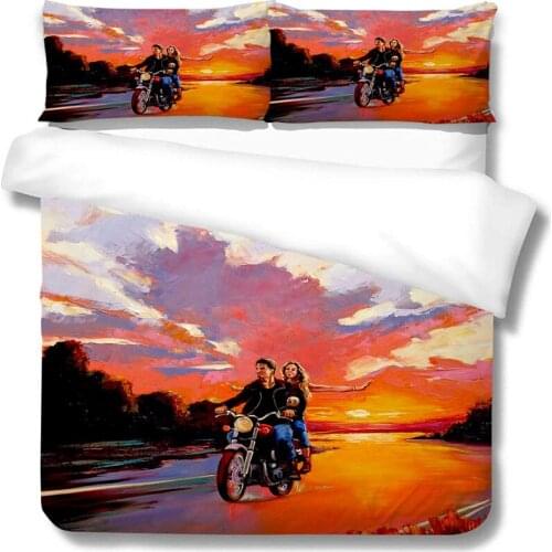 3D Cool Motorcycle Printed Duvet Cover Set King Queen Size Super Soft Breathable 2/3 Pcs Highend Comforter Covers