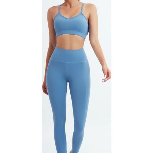 Yoga Sets 2 Piece Sets Womens Running Sports Suit Tight Yoga Suit Hip-lifting Fitness Suit Sexy Bra High Waisted Sports Leggings