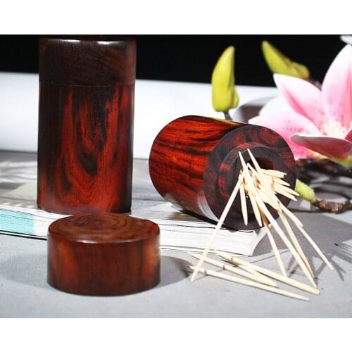 Creative Mahogany Toothpick Holder Laos Red Rosewood Toothpick Box Burmese Rosewood Cotton Swab Jar Storage Desktop Decoration