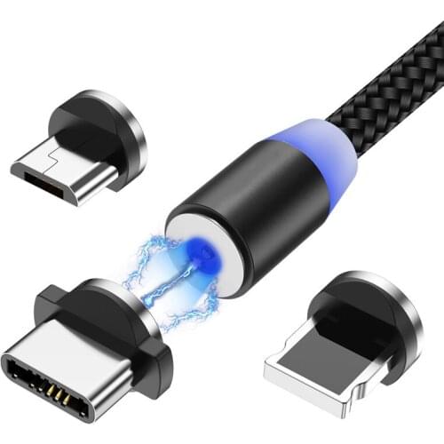Magnetic USB Cable For iPhone 11 12 Xiaomi Samsung Magnet Charging Micro USB Type C Cable Phone Fast Charger USB Cable Cord Wire