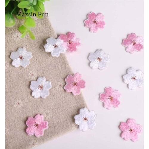 Maxsin Fun 10PCS Cheap Small Cherry Flower Patches Clothing Embroidery Iron On Applique for Kids Bags Dress Clothes Patches