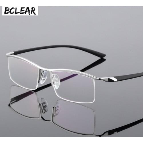 BCLEAR Browline Half Rim Metal Glasses Frame for Men Eyeglasses Fashion Cool Optical Eyewear Man Spectacles Prescription Frame