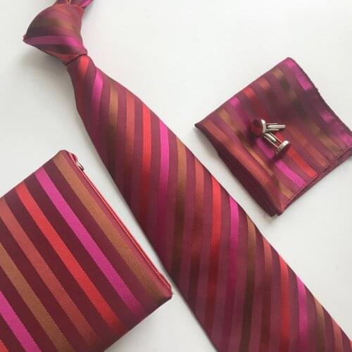 Designer Necktie Set Fashion Men’s Formal Ties Sets Black Fashion Ties with Cufflink Handkerchief Gift Box