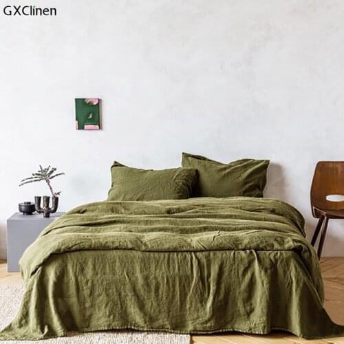 Solid Color LINEN Quilt Cover Set 4pcs Household Bedding Set Bedroom Set Twin Queen King Duvet Cover Flat sheet Pillow Cover