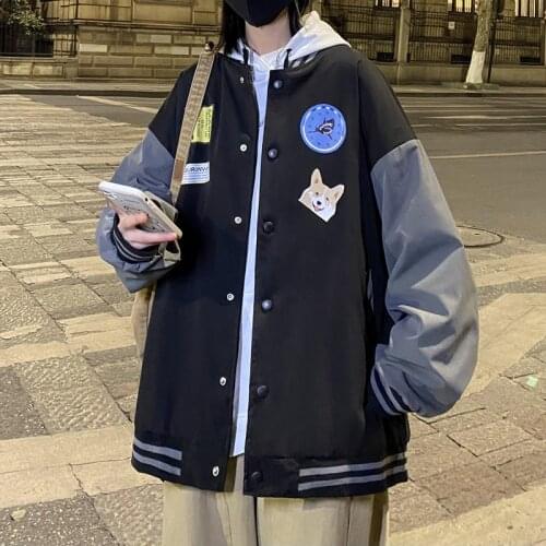 Japanese Style 2021 Autumn New Jackets Loose Fashion Woman Fashion Baseball Jacket Mens Korean Streetwear Jacket