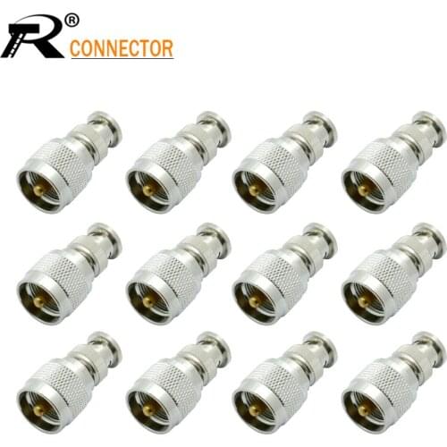 12/50/100pcs BNC Male Jack to UHF Male PL259 RF Coaxial Cable Connector for Antennas Wireless LAN Devices Wi-Fi Radios External