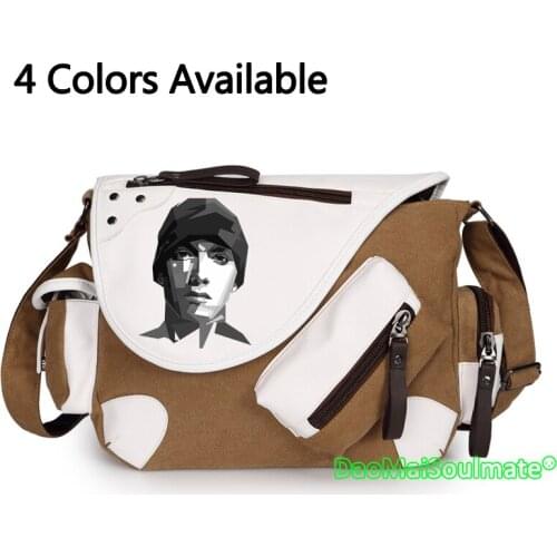 Rapper Eminem Laptop School Bags Students Rap Music Messenger Boys Casual Street Bags Girls Hip Hop Canvas Notebook Shoulder Bag