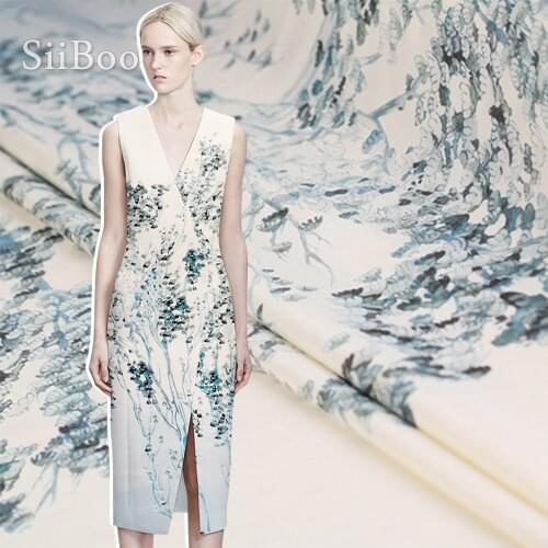 Siiboo 40mm pure natural silk crepe de chine positional printed fabric for women dress Tissu crêpe de Chine en soie sp6244