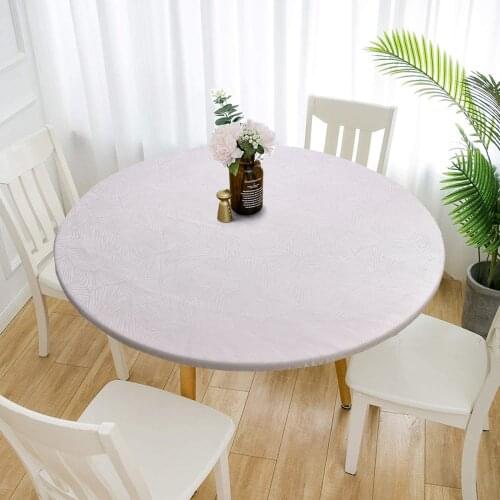 Cocktail Table Cloth Indoor Outdoor Patio Round Fitted Vinyl Tablecloth Flannel Backed Elastic Waterproof Wipeable Table Cover