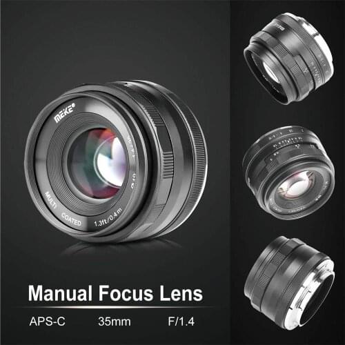 MEIKE MK-35mm F/1.4 Manual Focus Large Aperture Lens APS-C for Sony Nikon Canon FUJI Olympus Panasonic M4/3 Mirrorless Camera