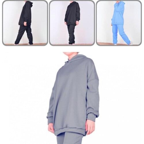 Loose Stylish Tight Ankle Pants Hoodie Suit Elastic Top Pants Suit Thermal for Work