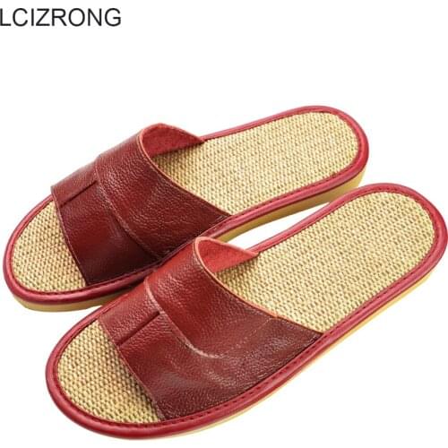 LCIZRONG 7 Colors Genuine Leather Slippers Women 33-44 Big Size High Quality Home Slippers Female Comfortable Unisex Beach Shoes
