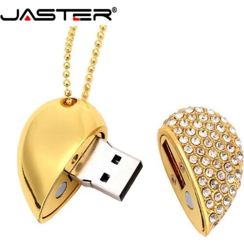 JASTER Crystal heart USB Flash Mini Pendrive USB 2.0 64GB 32GB 16GB 8GB 4GB Cle USB Valentines Day Gift Pen Drive