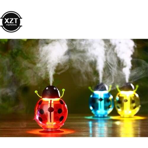 USB Cartoon Ladybug LED Night Light Projection Humidifier Aroma Lamp Aromatherapy Air Freshener Mist Maker for Kids Bedroom