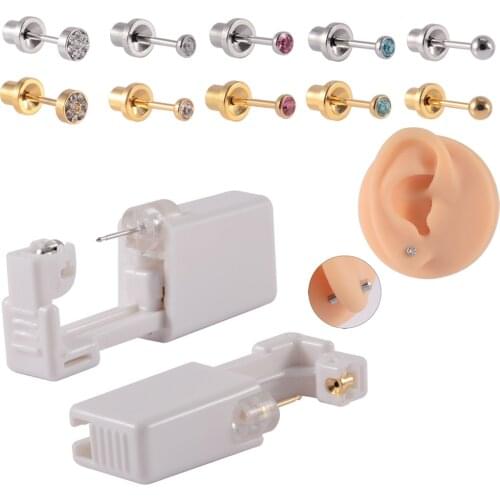 New 1PC Safety Kids Disposable Sterile Ear Unit Cartilage Tragus Helix Self Piercing Gun NO PAIN Piercer Tool Kit Machine With E