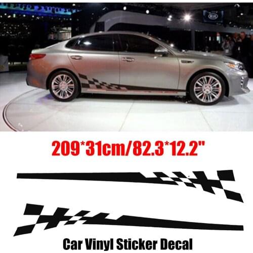 2Pcs/set Black Side Body Stripes Racing Race Car SUV car Vinyl Sticker Decal 82x12