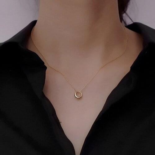 Vintage Gold Round Necklaces for Women Girl Long Chian Circle Pendant & Necklace 2021 Female Fashion Jewelry Gift