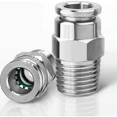 PC 1/8" 1/4" 3/8" 1/2" BSP external thread 304 stainless steel pipe pneumatic quick coupling trachea hose quick coupling