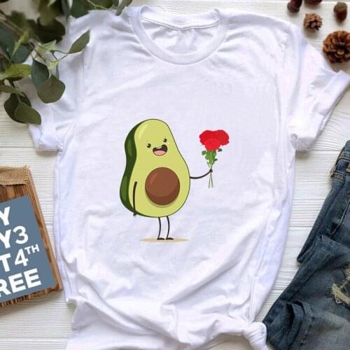 Women Harajuku Vegan Cute Tops 90s Graphic Female Short Sleeve T-shirt New Women T-Shirts Summer Cute Avocado Printed T-shirt