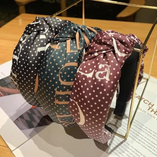 Posidon Solid Colors Floral Spots Wide Brimmed Hair Knotted Hair Band for Women Headbands Hairbands Headwear 2019 New Arrival