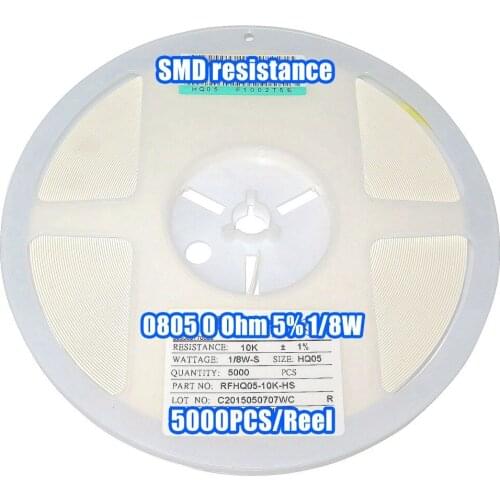 1 Reel 0805 0R 0 Ohm 5% 1/8W SMD Resistance 5000PCS/Reel