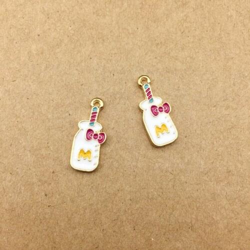 10pcs 8x19mm Korean version accessories enamel yogurt bottle charms for bracelet earrings pendant DIY jewelry making material