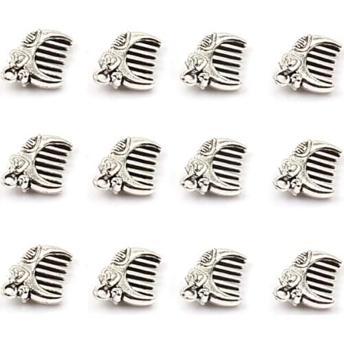 20pcs 10mm Tibetan Silver Comb shape Charm Spacer Loose Metal Beads For Jewelry Making Finding Accessories Wholesale
