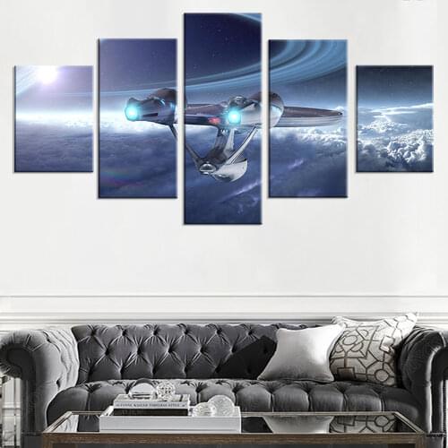 5 Panel HD Famous Movie Star Trek Poster Wall Art Painting Spaceship Poster Canvas Painting Bedroom Decor