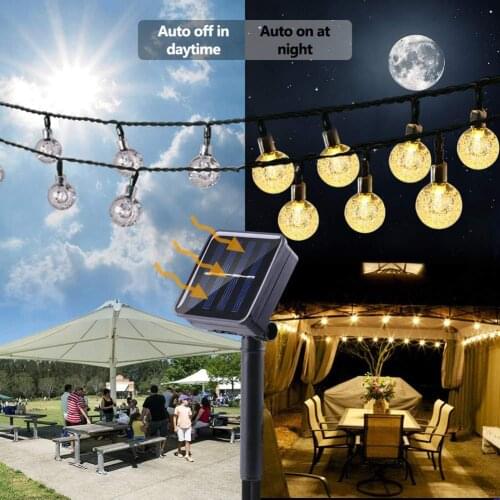 50 LEDs 10m Crystal Ball Solar Light Outdoor IP65 Waterproof String Fairy Lamps Solar Garlands for Garden Christmas Decoration