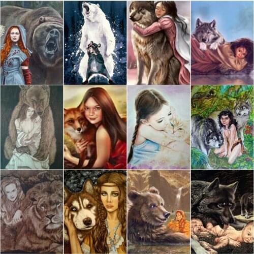 5D Diy Diamond Painting Animal White Bear Roaring Square Diamond Round Diamond Full Diamond Cross Stitc Mosaic Home Decora