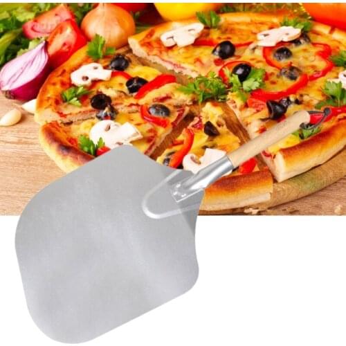Aluminum Metal Pizza Peel With Detachable Wooden Handle Pizza Shovel Spatula Square Pizza Lift Shovel Cake Turner