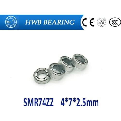 Free Shipping 2PCS 4x7x2.5mm Metal Shields Bearings smr74zz MR74 Stainless Steel SMR74 ZZ