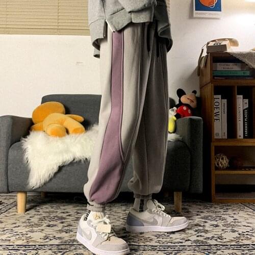 Gray Sweatpants Thick Joggers For Women Velvet Pants Beam Feet Harem Pant Baggy High Waist Straight Pants Sport Trousers Teens