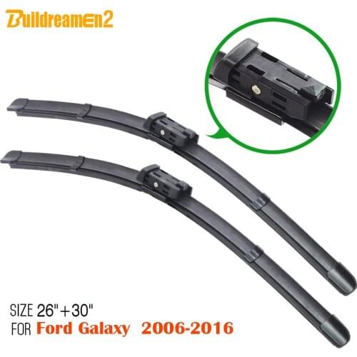 Buildreamen2 Black Soft Rubber Frameless Wiper Blades Bracketless Car Window Windshield 1Pair For 2006-2016 Ford Galaxy