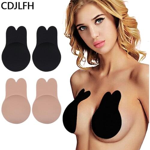 Rabbit Bra Reusable Silicone Breast Lift Up Invisible Lingerie Enhancers Push Up Bra Self Adhesive Nipple Cover Strapless Bras