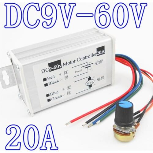 DC9-60V 1200W 20A PWM DC Motor Speed Controller Stepless Speed Change Pulse width12V 24V 48VSpeed Regulating Switch Speeder