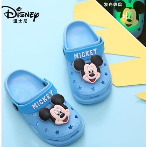 Disney Mickey Children Sandals Beach Shoes Girls Boys Kids Rubber Mules Clogs Summer Shoes Breathable Outdoor Slippers Footwear