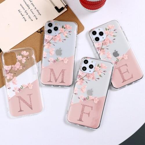 For Samsung Galaxy A21S A02S A02 A12 A32 A42 A52 A72 A71 A51 A70 A50 A40 A41 A30 A31 A10 A7 2018 Cute Letter Flower Cases Fundas