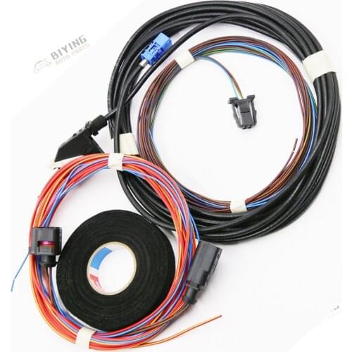 For VW Golf 6 MK6 Flip rearview View Reversing logo badge flip RGB Camera Cable Harness wire