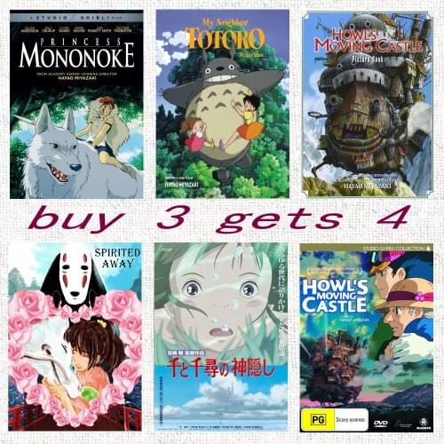 Hayao Miyazaki Anime Howls Moving Castle Spirited Away Movie Set coated Paper Bar Poster Decorative Painting Art Wall Stickers