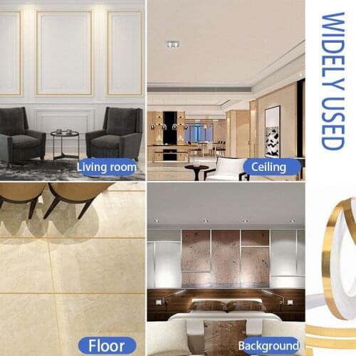 50M Tile Gap Tape Wall Sticker Self Adhesive wallpaper Silver Gold Floor Seam Filling Stickers Tape Home Decoration