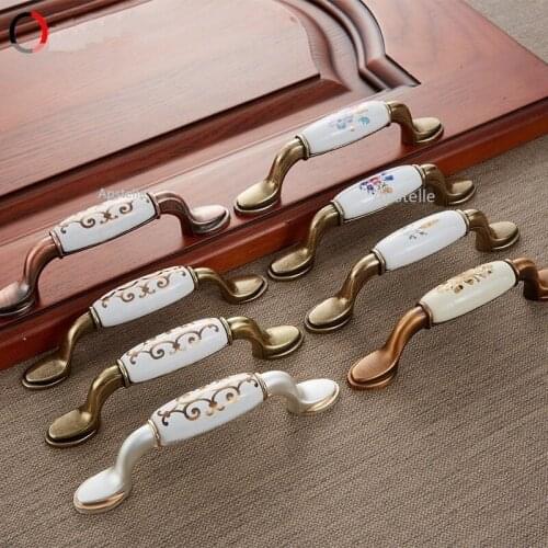 Dresser Wardrobe Pull Nordic Style Cupboard Kitchen Handle Drawer Cabinet Knobs Flower Black Bronze Ceramic Zinc Alloy