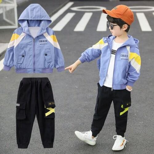 Cool Vintage Spring Summer Childrens Clothes Suit Baby Boys Sweatshirts + Pants 2pcs/Set Teenage Top Sport Costume For Kids