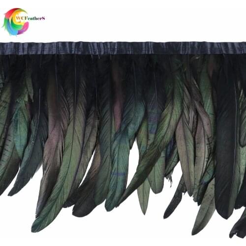 1yard 10-12inch Rooster Tail feather Trim Chicken feathers Lace 25-30cm DIY Costuming Party Dress Accessories Wholesale