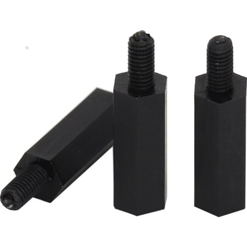 M3 M3*8 M3x8 M3*10 M3x10 6 Plastic Single End Stud Nylon Screw Pillar Black Male To Female Hex Hexagon Standoff Stand off Spacer