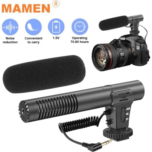 MAMEN 3.5mm Digital Talk Video Recording Microphone Interview Hifi HD Sound Mic Microphone SLR DSLR Battery Camera Microphone